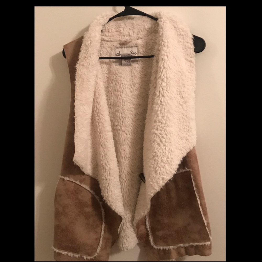 Leather and faux fur vest